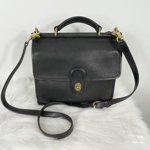Vintage COACH Willis Black Leather Crossbody Shoulder Bag B2P-997
